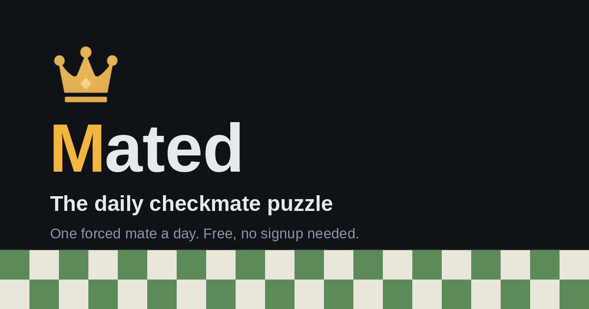 Mated chess game wordmark with a gold crown